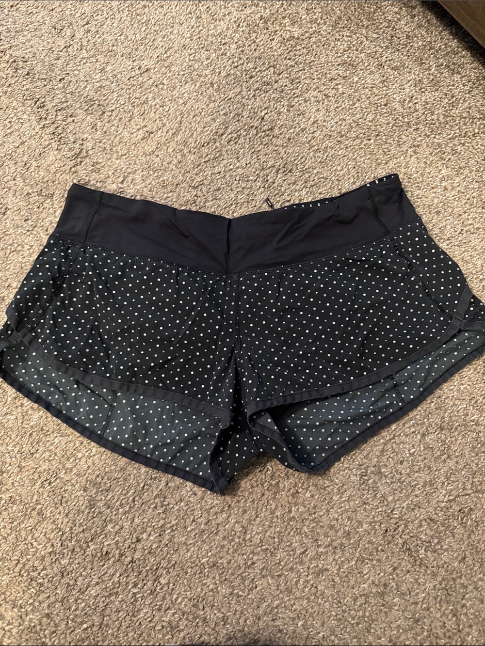lululemon athletica Black Polka Dot Original Speed Shorts